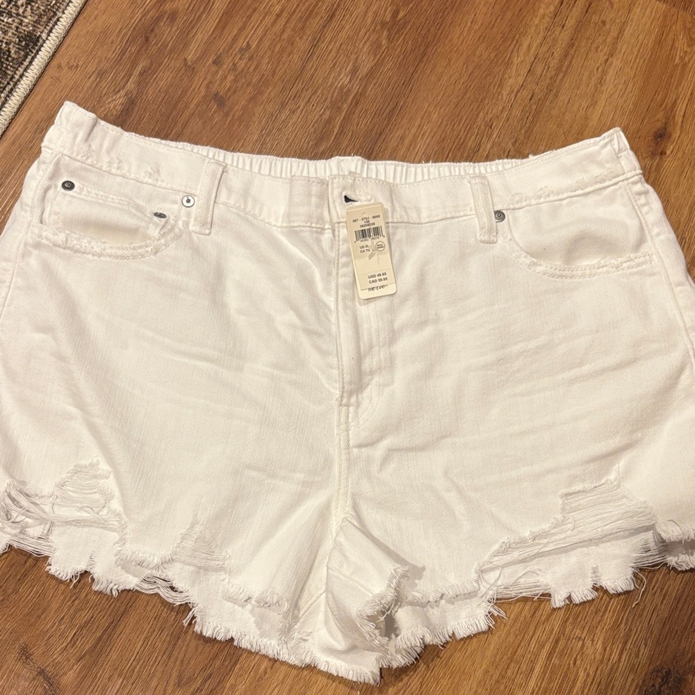 Aerie White Frayed Hem Jean Shorts